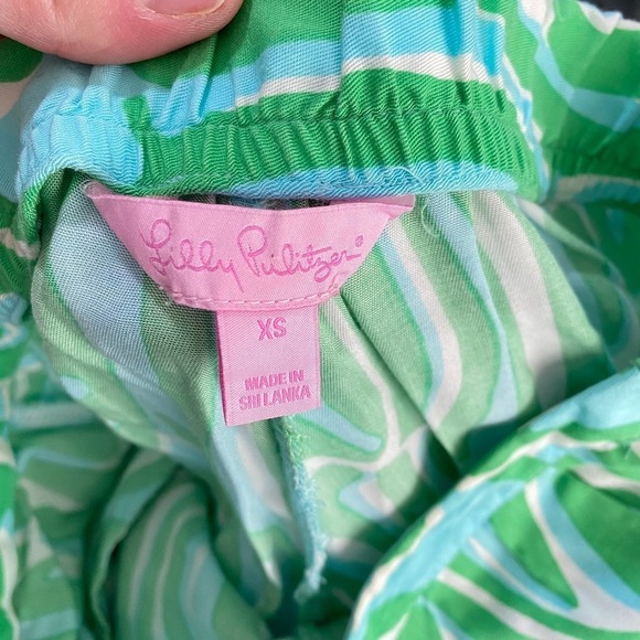 Lilly Pulitzer Green Blue Ripple Print Palazzo Finders Keepers Pants Size XSmall - Picture 5 of 8
